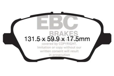 Комплект гальмівних колодок, дискове гальмо EBC DP42149R
