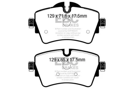 Комплект гальмівних колодок, дискове гальмо EBC DP42227R