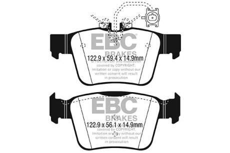 Комплект гальмівних накладок, дискове гальмо EBC DP42315R