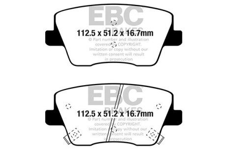 Комплект гальмівних накладок, дискове гальмо EBC DP42344R