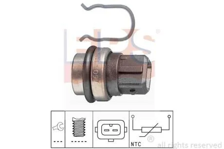 VW датчик температури (2 контакту, на стрілку, чорний) Audi 80,Golf I,II,III,Seat Toledo,LT,Passat,Polo,Sharan,T4,Vento EPS 1 830 086