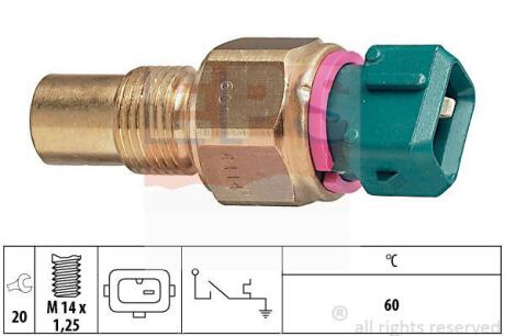 Датчик температуры охл. жидкости PSA XUD9/XUD9TE M14x1,25 60C (1ф. зеленый) EPS 1 840 114