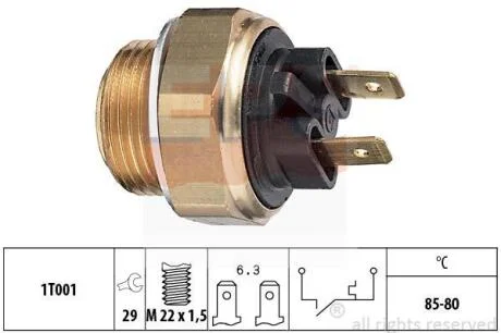 CITROEN датчик включення вентилятора радіатора CX I,Visa,Peugeot 205/305/309,Skoda Favorit,Felicia EPS 1 850 018
