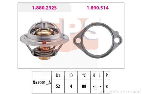 Термостат 88°C Honda Civic I Kia Sephia, Shuma, Shuma II Mazda 121 I, 121 II, 323 C V, 323 F V, 323 F VI, 323 II 1.1-3.0 05.80-12.07 EPS 1 880 232