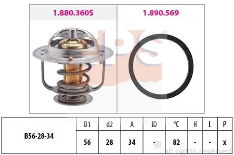 TOYOTA Термостат (Made in Italy!) Hiace III,IV,Previa,Mitsubishi ASX,Lancer,Outlander,Citroen C-Crosser EPS 1 880 360