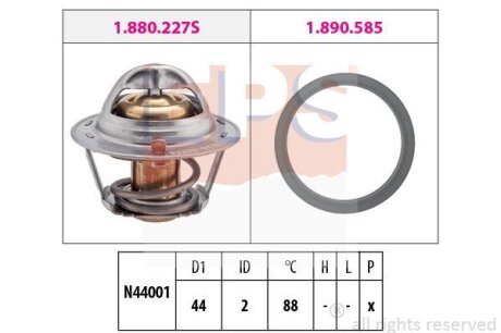 SUZUKI термостат (Made in Italy!) 88°С Swift -01,Baleno -02,Vitara,Chevrolet Aveo,Spark,Matiz EPS 1 880 366