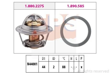 SUZUKI термостат (Made in Italy!) 88°С Swift -01,Baleno -02,Vitara,Chevrolet Aveo,Spark,Matiz EPS 1 880 366