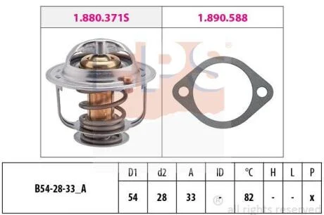 HYUNDAI термостат (Made in Italy!) H-1,Tucson,Kia Sorento 2.5CRDi,Cerato,Carens,Magentis EPS 1 880 371