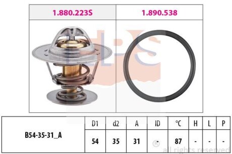 VW термостат (Made in Italy!) 87°C 1,4-1,8 AUDI 80, A6 2,0 -97, SEAT FORD PEUGEOT J5 90 EPS 1 880 434