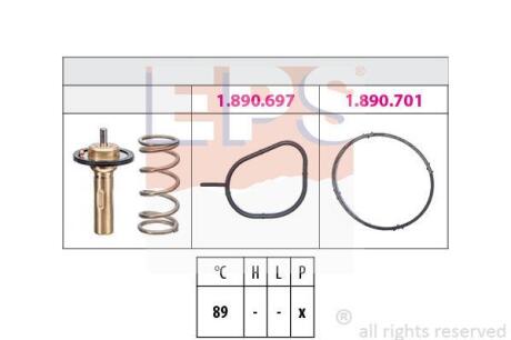Термостат вставка в корпус Ford C-max II/Focus III/Kuga/Mondeo IV/Volvo S60/S80/V70 1.6 2010- EPS 1 880 826