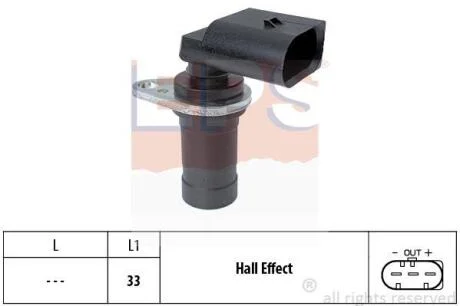 Датчик положення к/вала BMW 3 (E36/E46), 5 (E39/E60), 7 (E38/E65), X3 (E83), X5 (E53), Z3 (E36), Z4 (E85) 1.6-4.6 95- EPS 1 953 472