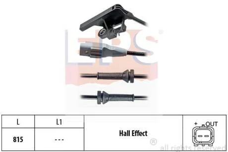 PEUGEOT Датчик ABS частоты вращения колеса задн.307 00- EPS 1 960 028