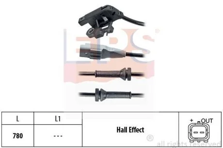 CITROEN датчик ABS задн. PEUGEOT 307 04- EPS 1 960 032