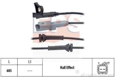 CITROEN датчик ABS передн.C4,Peugeot 307 00- EPS 1 960 035
