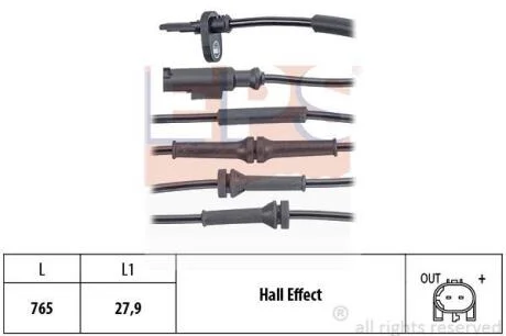 FIAT датчик ABS задн.Panda 03- EPS 1 960 074