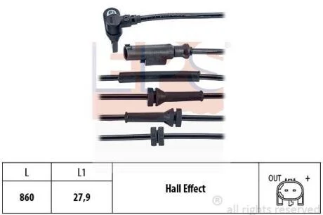 FIAT датчик ABS передн.Punto,Grande Punto EPS 1 960 098