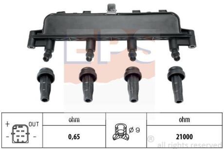 CITROEN котушка запалювання 1,1-1,6i: Berlingo, C2/3, Xsara PEUGEOT 1,1-1,6i EPS 1 970 405