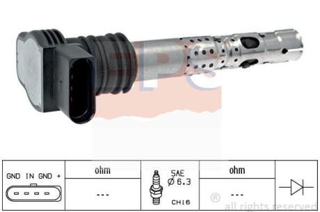 Котушка запалювання Audi A3/A4/A6/TT 1.8 05.00-/VW Golf IV 1.8/ Seat EPS 1 970 429