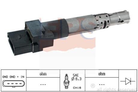VW котушка запалювання AUDI TT 3,2 VW Passat 3,2FSI/3,6 05- Touareg 3,2 Phaeton 3,2 02- T5 3,2 03- PORSCE Cayenne 3,2 03- EPS 1 970 434