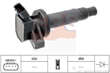 TOYOTA котушка запалювання Avensis 1,4-1,8 00-, Corolla 1,4-1,8 00-, RAV 4, Yaris. EPS 1 970 461