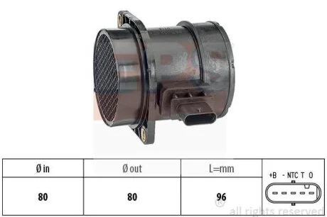 Витратомір повітря Hyundai Santa FE 2.2 Crdi 06-12/i30 2.0 Crdi 07-11/Kia Ceed 2.0 Crdi 07-12/Sportege 2.0 Crdi 08-10 EPS 1 991 376