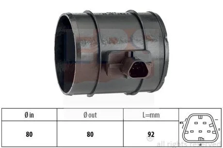 OPEL витратомір повітря Astra J,Insignia,Zafira,Chevrolet Cruze 2.0 CDTI 11- EPS 1 991 438
