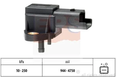 Датчик тиску повітря Citroen C5, C8, Evasion, Jumpy, Xantia Fiat Scudo, Ulysse Lancia Phedra, Zeta Peugeot 406, 607, 806, 807, Expert Suzuki Grand Vitara 2.0D/2.2D 06.98- EPS 1 993 030