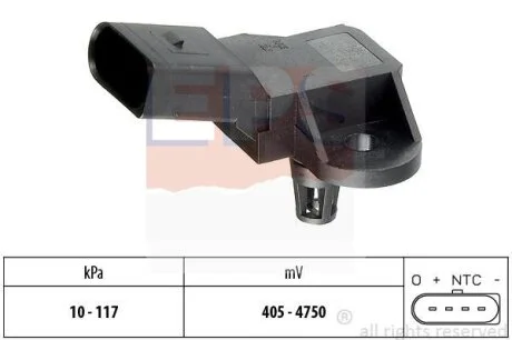VW датчик тиску повітря Audi A3/4/5/6/7/8,Q5/7,Porsche,Skoda Fabia,Octavia,Roomster,Amarok,Caddy III,IV,Golf V,VI,Jetta III,IV,T5,Touran,Touareg EPS 1 993 090