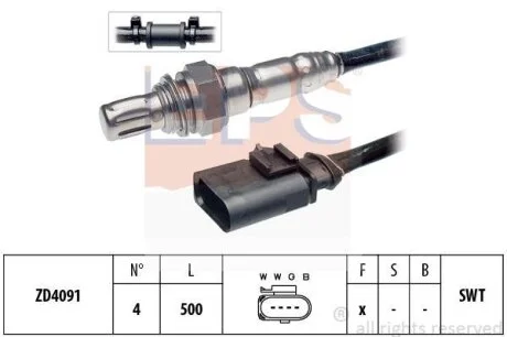 Лямбда -зонд (до каталізатора) Audi A3 1.6 03-13/Skoda Fabia 1.2 03-14/VW Caddy 1.4/1.6 04-15 EPS 1 998 072