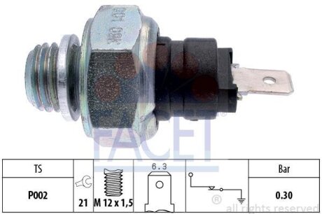 Датчик давления масла Fiat Panda/Uno 0.6-1.0 i 80-&gt, FACET 7.0001