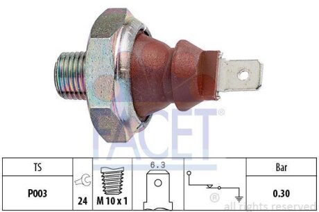 Датчик тиску масла, Sprinter, (OM 601 - 602) FACET 7.0007
