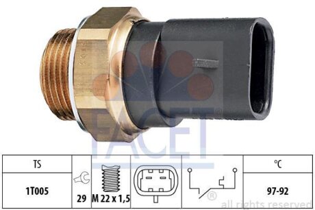 Термовыключатель вентилятора (97-92°С) Opel Kadett E Caravan FACET 7.5103
