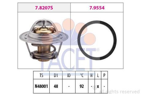 Термостат 92 С Opel Kadett, Corsa, Astra, Ascona, Vectra, Record\' FACET 78207