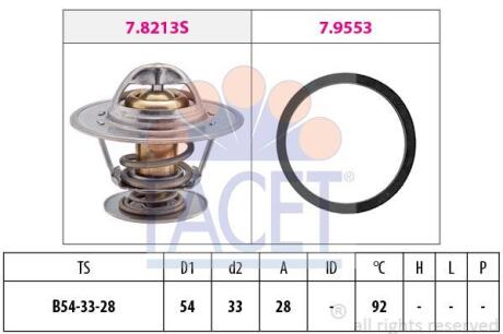 Термостат Opel Omega A/Ascona B/Ford Scorpio/Volvo S60/S70/V70 2.0-3.0 i/D -98 (92 C) FACET 78213