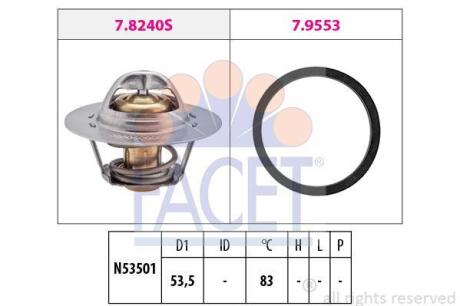 Термостат Jumper/Ducato/Boxer 1.6-2.0 i/D 94- (82 C) FACET 78240