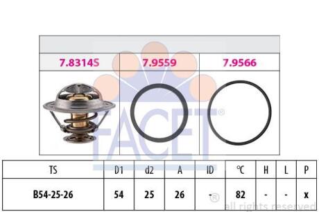 Термостат Ducato/Jumper/Boxer 2.5/2.8 D/TDI/JTD 90- (82C) FACET 78314