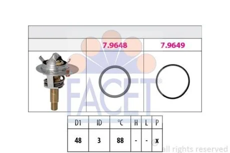 Термостат с прокладкой MERCEDES BENZ SLK 171 200 Kompressor (171.442) 2004.03- FACET 7.8609