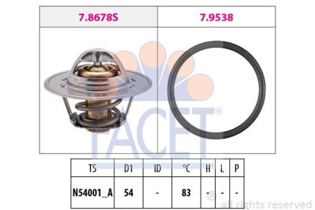 Термостат 83°С Seat Cordoba, Ibiza, Skoda Roomter 1.2 12V, 1.4 16V (BXV,BXW) FACET 78678