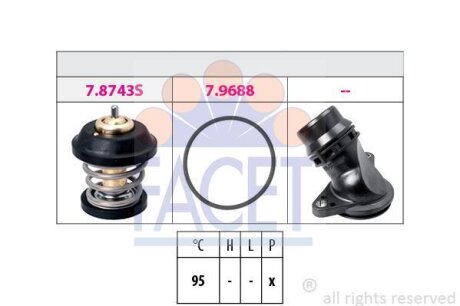Термостат 95°С VW Jetta, Passat, Golf, Skoda Octatia,SuperB, Audi A3,A4,A5,A6,A8 FACET 78757K