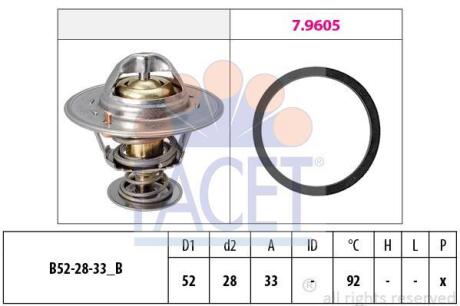 Термостат Ford Connect 1.0 EcoBoost 13-> FACET 78928