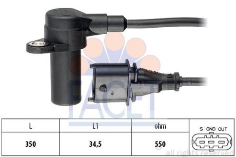Датчик положения коленвала Opel Astra F/G, Meriva, Vecrta B/C, Zafira A 1.6-1.8 FACET 9.0236