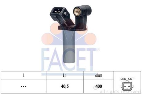 Датчик положения коленвала Citroen Jumper / Fiat Ducato / Ford Transit / Peugeot Boxer 2.0-3.2 HDi/D/TDCi 02-&gt, FACET 9.0307