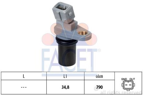 Датчик оборотов коленвала а Smart 451/452 0.7-1.0 i/Turbo/CDi 03-> (9.0641) FACET 90641