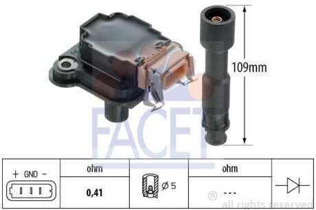 Котушка запалення Seat Alhambra 1.8 t 20v (97-10) FACET 9.6254