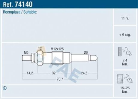 Свічки накалу/свічки нагріву FAE 74140