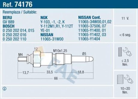 Свічки накалу/свічки нагріву FAE 74176