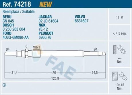 Свічки накалу/свічки нагріву FAE 74218
