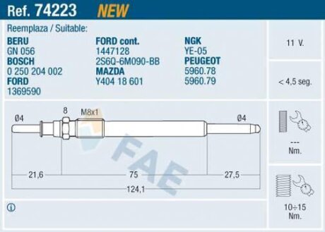Свічки накалу/свічки нагріву FAE 74223