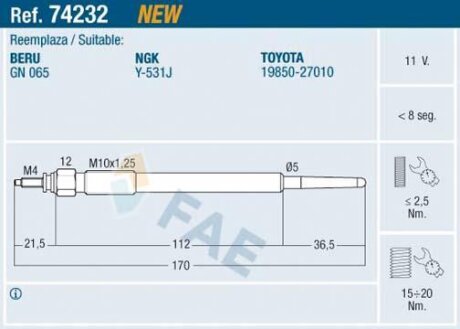 Свічки накалу/свічки нагріву FAE 74232