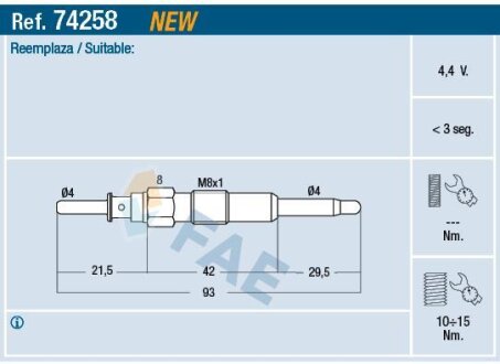 Свічки накалу/свічки нагріву FAE 74258